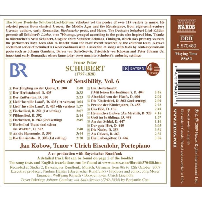Schubert: Poets of Sensibility Vol. 6 - Deutsche Schubert-Lied-Edition Vol. 30 - slide-1