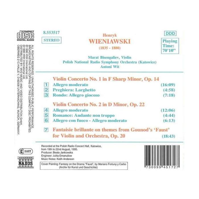 WIENIAWSKI: Violin Concertos Nos. 1 & 2 - slide-1