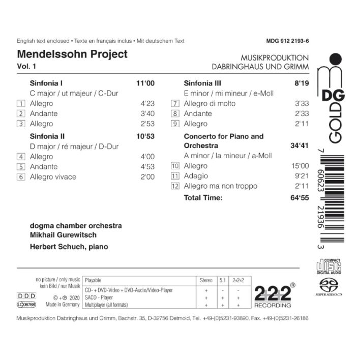 Mendelssohn Project Vol. 1: String symphonies 1 - 3, Piano Concerto - slide-1
