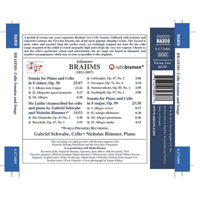 Brahms: Cello Sonatas and Songs - slide-1