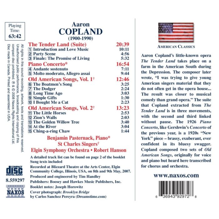 Copland: The Tender Land Suite, Piano Concerto, Old American Songs (arr. for chorus) - slide-1