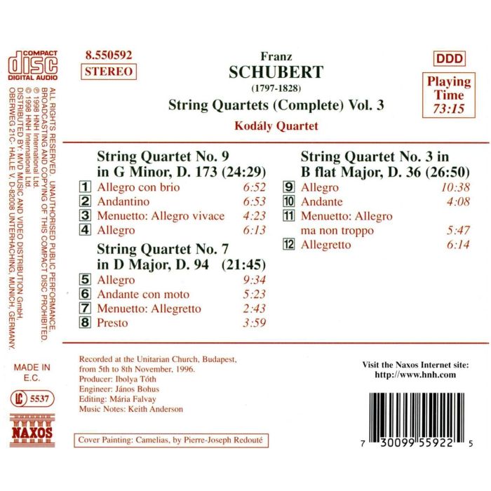 SCHUBERT: String Quartets vol. 3 - slide-1