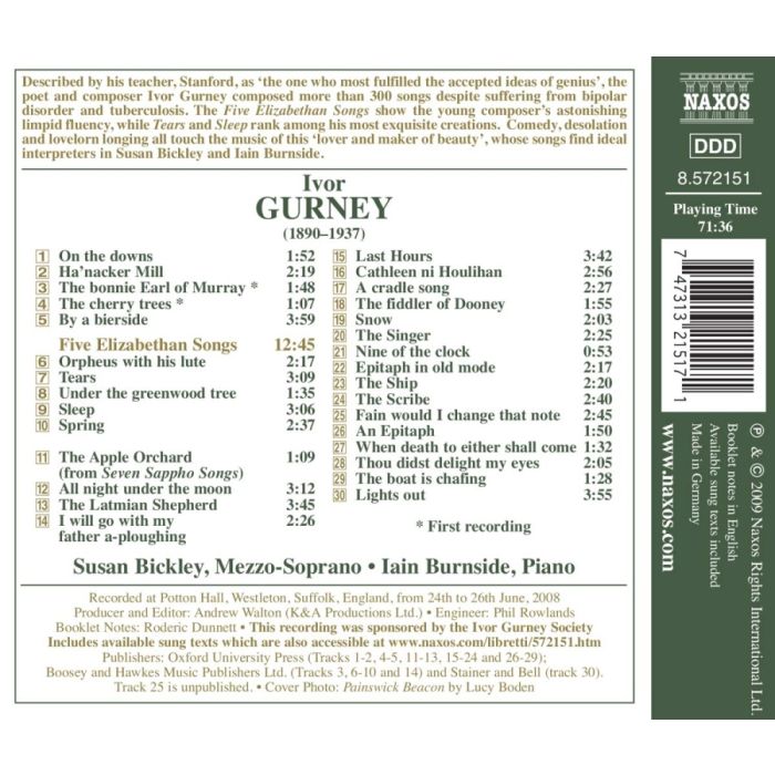 GURNEY: Songs (English Song Series Vol. 19) - slide-1