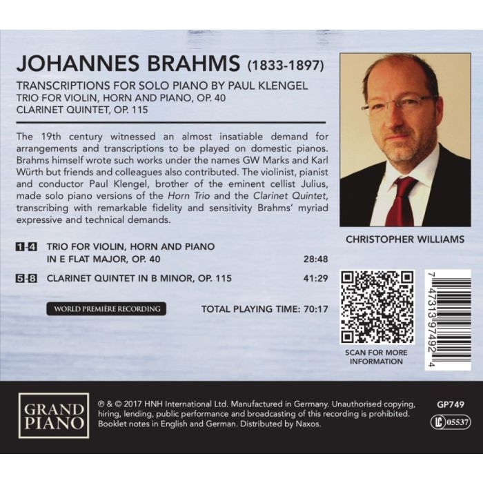 Brahms: Transcriptions for solo piano by Paul Klengel - slide-1