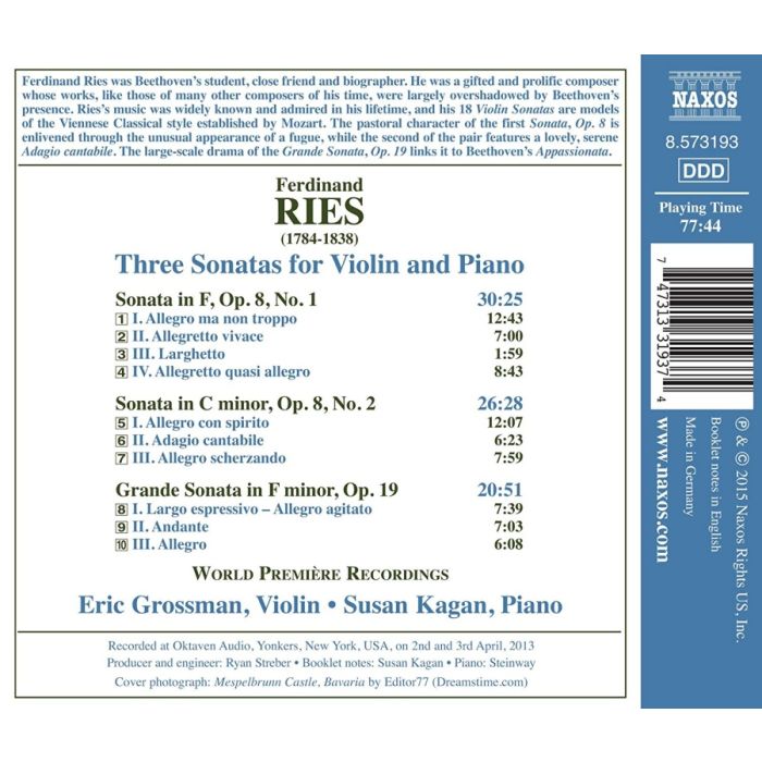 Ries: 3 Sonatas for Violin and Piano - slide-1