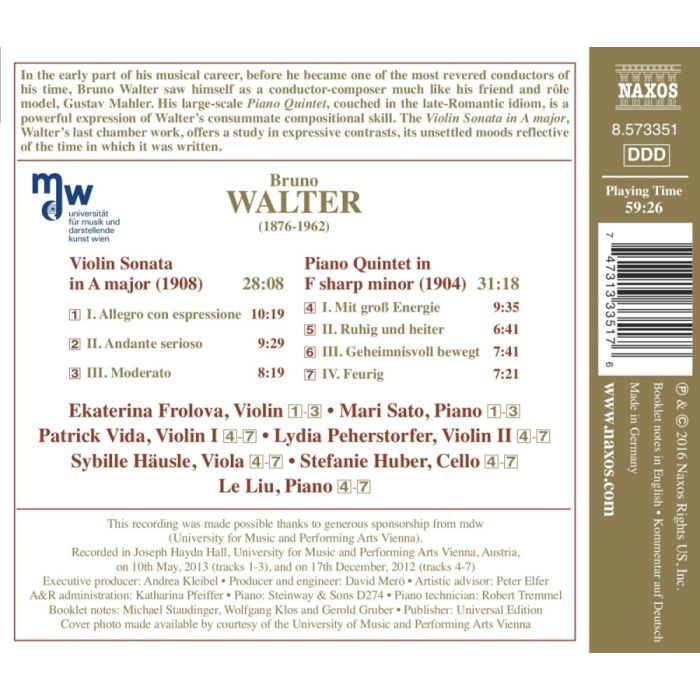 Walter: Piano Quintet, Violin Sonata - slide-1