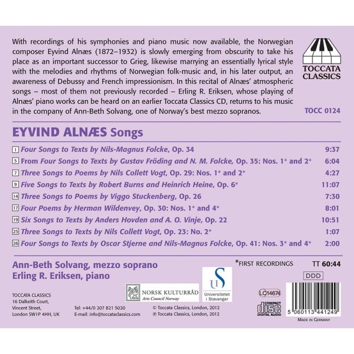 Eyvind Alnaes: Songs to Texts by Heine, Burns and Scandinavian Poets - slide-1
