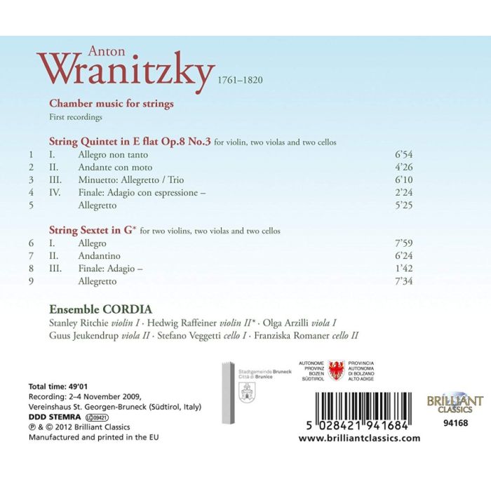 Wranitzky: String Quintet; String Sextet - slide-1