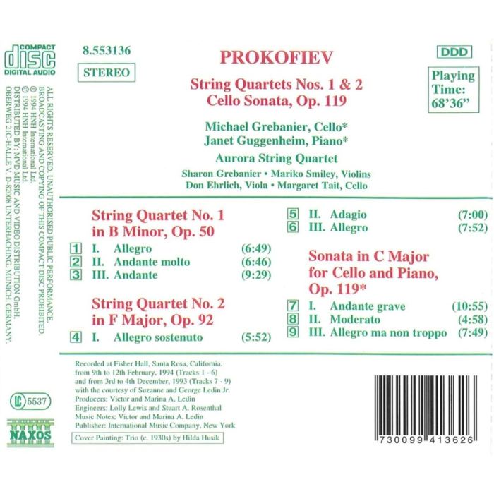 PROKOFIEV: String Quartets Nos. 1 and 2, Cello Sonata - slide-1