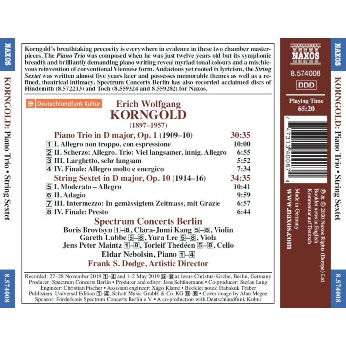 Korngold: Piano Trio Op. 1; String Sextet Op. 10 - slide-1