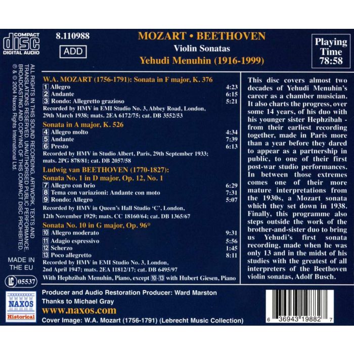 MOZART / BRAHMS: Violin Sonatas - slide-1