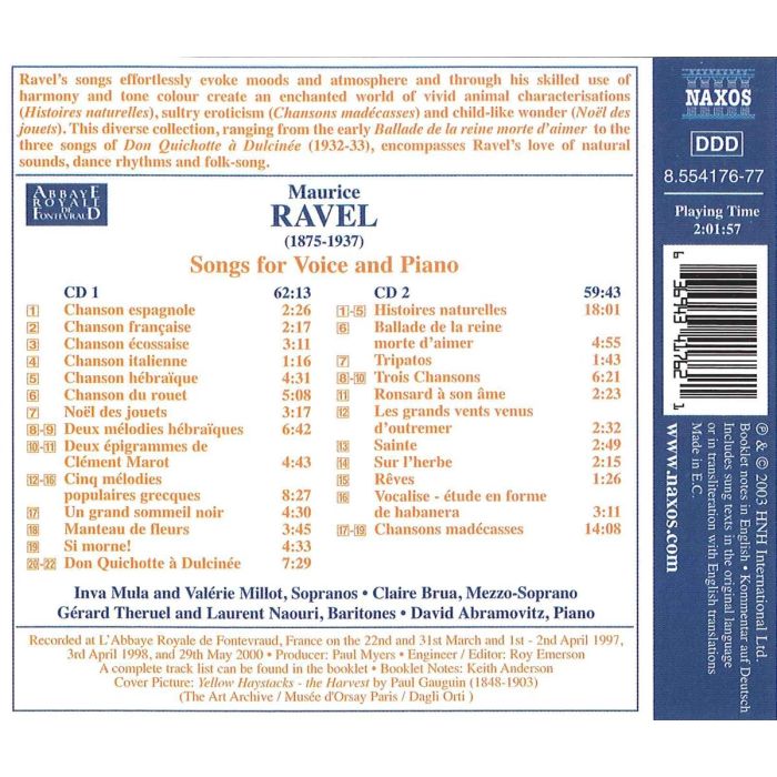 RAVEL: Songs for Voice & Piano - slide-1