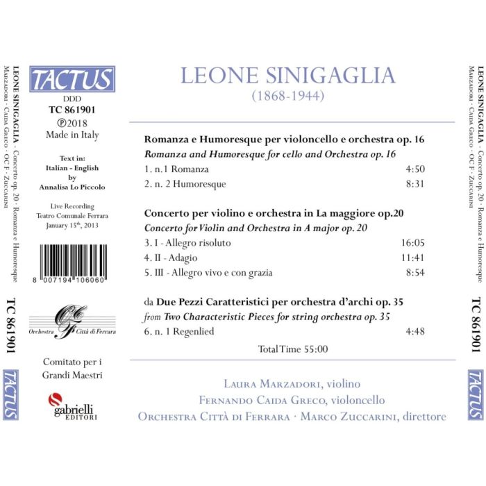 Sinigaglia: Romanza and Humoresque; Violin Concerto - slide-1
