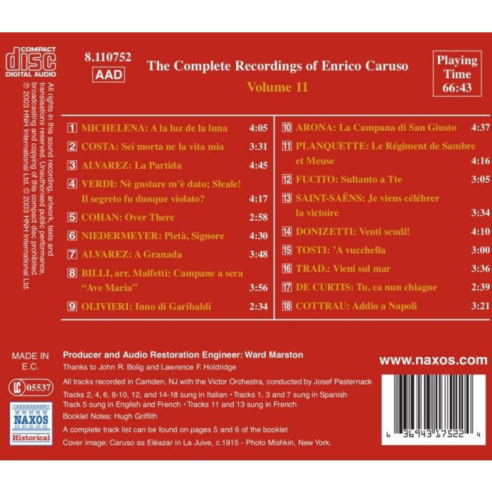 CARUSO, Enrico: Complete Recordings, Vol. 11 (1918-1919) - slide-1