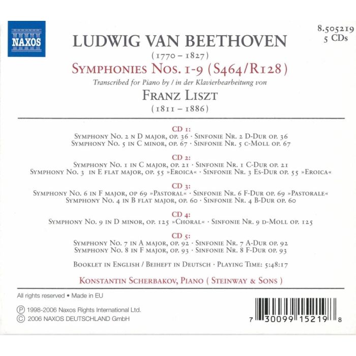 Liszt: Beethoven Symphonies Nos. 1-9 (Transcriptions) - slide-1