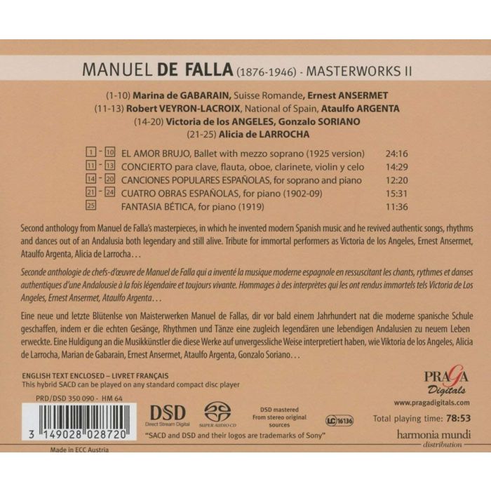 Falla: El Amor Brujo, Siete Canciones populares Espanolas, Concierto para clave, Piezas Espanolas - slide-1
