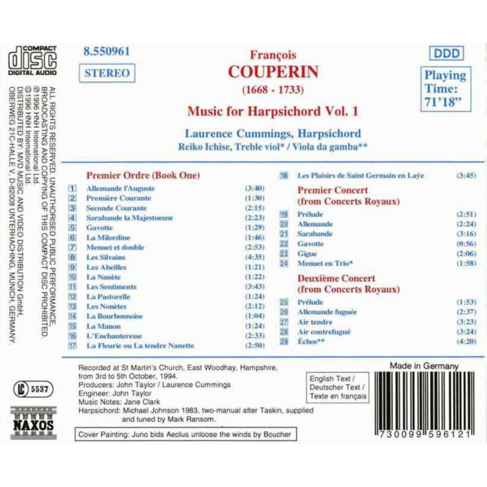 COUPERIN: Music for Harpsichord vol. 1 - slide-1