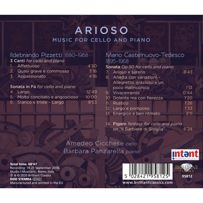 Pizzetti & Castelnuovo-Tedesco: Arioso, Music for Cello and Piano - slide-1
