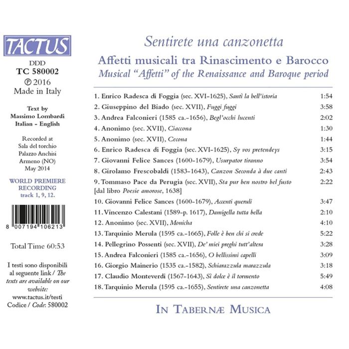 Sentirete una canzonetta - Musical “Affetti” of Renaissance & Baroque - slide-1