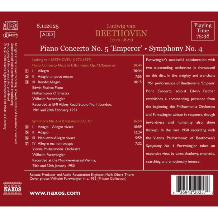 Beethoven: Piano Concerto No. 5, Symphony No. 4 - slide-1