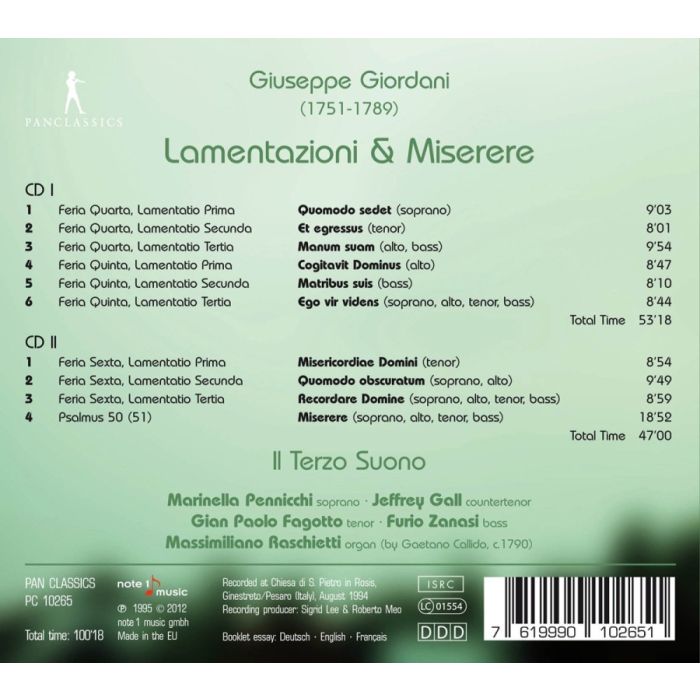 Giordani: Lamentazioni, Miserere - slide-1