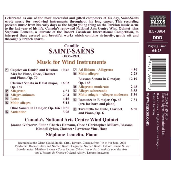 Saint-Saens: Music for Wind Instruments - Clarinet Sonata, Oboe Sonata, Bassoon Sonata, ... - slide-1