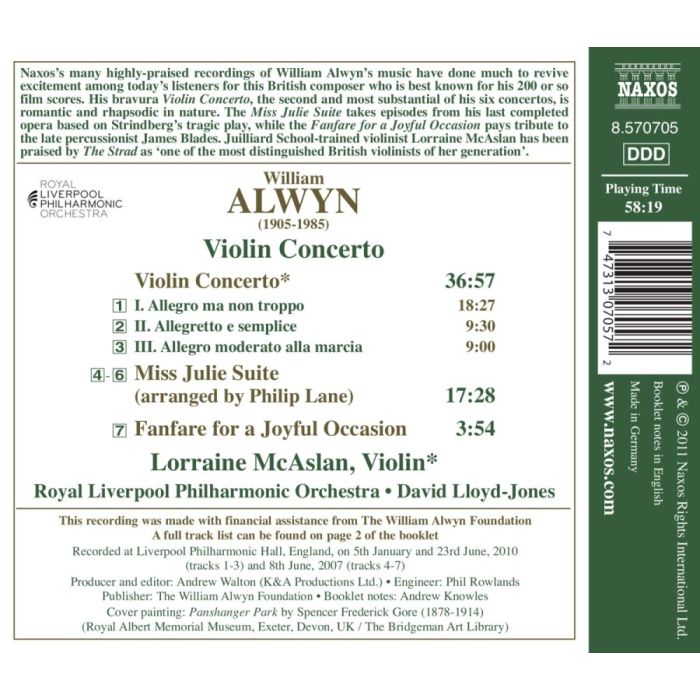 Alwyn: Violin Concerto, Miss Julie Suite, Fanfare for a Joyful Occasion - slide-1