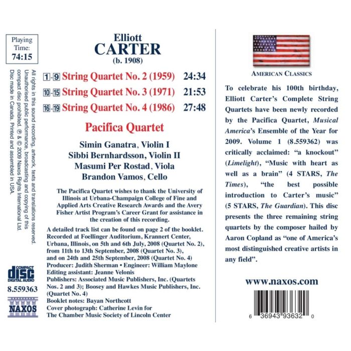 Carter: String Quartets Nos. 2, 3 & 4 - slide-1