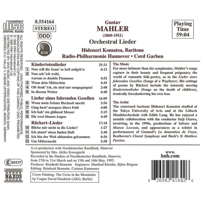 MAHLER: Lieder eines fahrenden Gesellen; Kindertotenlieder; Ruckert-Lieder - slide-1