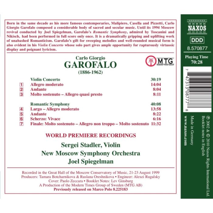Garofalo: Violin Concerto, Romantic Symphony - slide-1