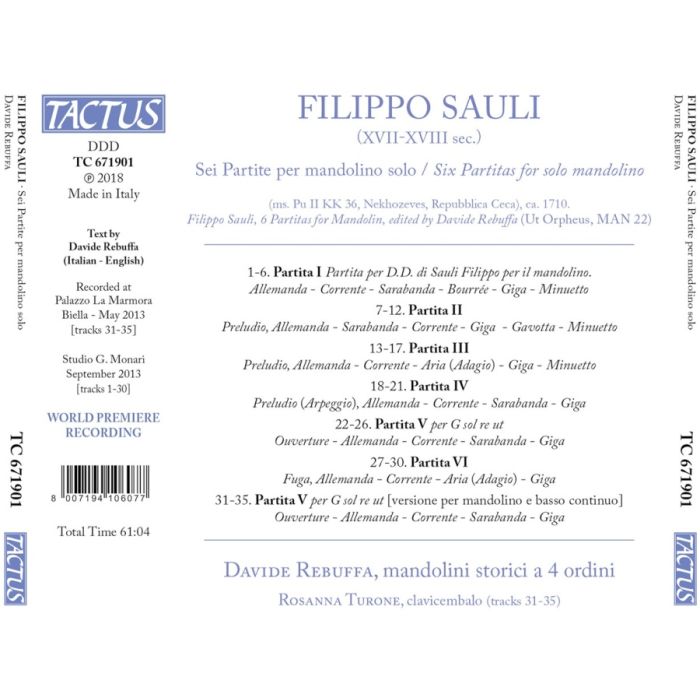 Sauli: Six Partitas for solo mandolin - slide-1