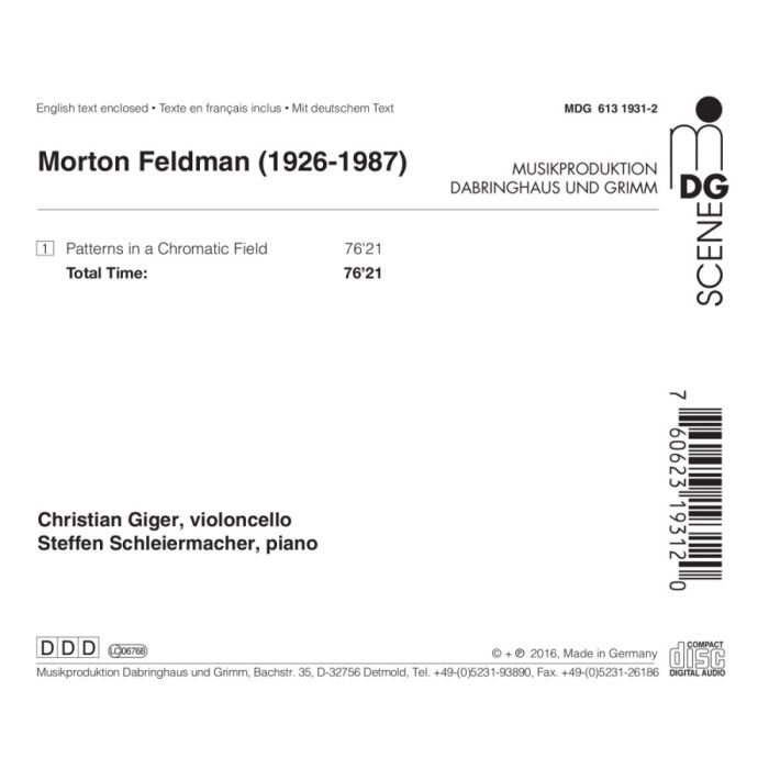 Feldman: Patterns in a Chromatic Field - slide-1