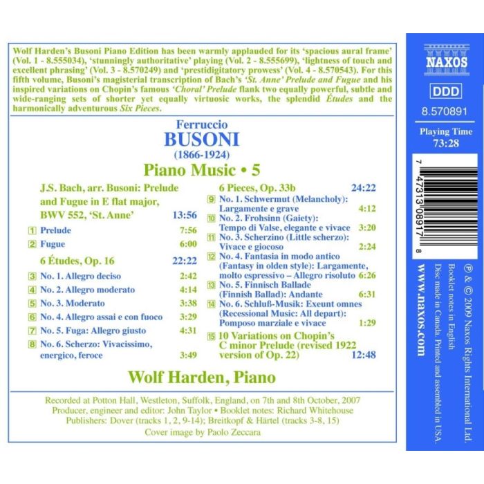 Busoni: Piano Music Vol. 5 - Six Études Op. 16, Six Pieces Op. 33b - slide-1