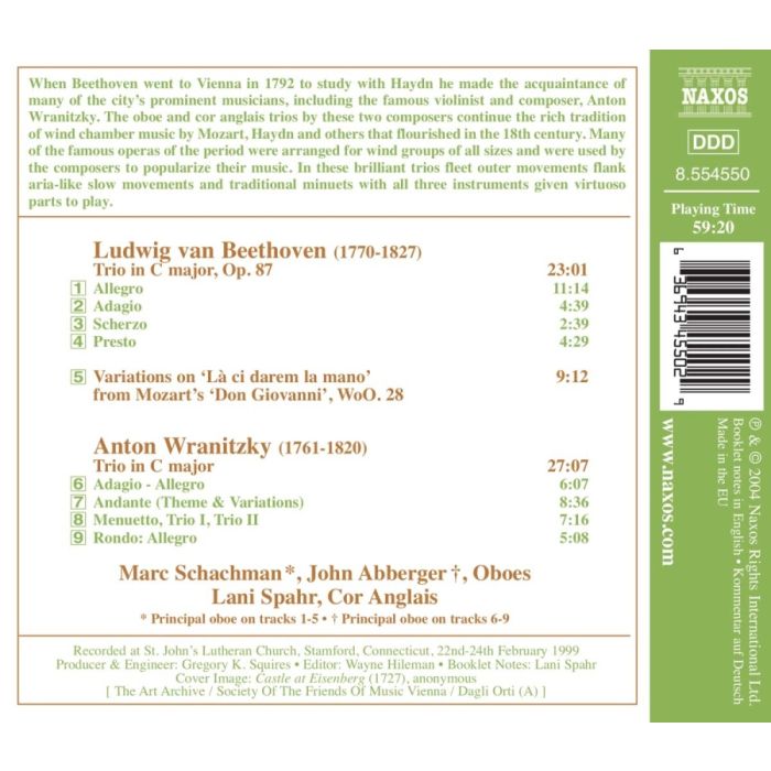 BEETHOVEN / WRANITZKY: Oboe Trios - slide-1