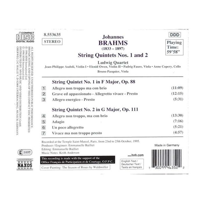 BRAHMS: String Quintets 1 & 2 - slide-1