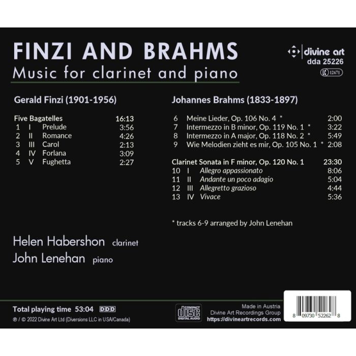 Finzi & Brahms: Music for clarinet and piano - slide-1