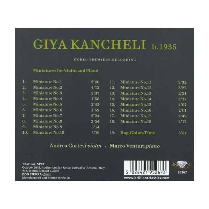 Kancheli: Miniatures for Violin and Piano - slide-1