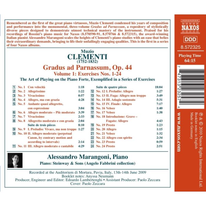 CLEMENTI: Gradus ad Parnassum Op. 44 - Volume 1: Exercises Nos. 1-24 - slide-1