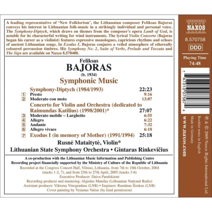 BAJORAS: Symphony-Diptych; Violin Concerto; Exodus I - slide-1