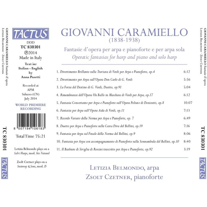 Caramiello: Operatic fantasias for harp and piano and solo harp - slide-1