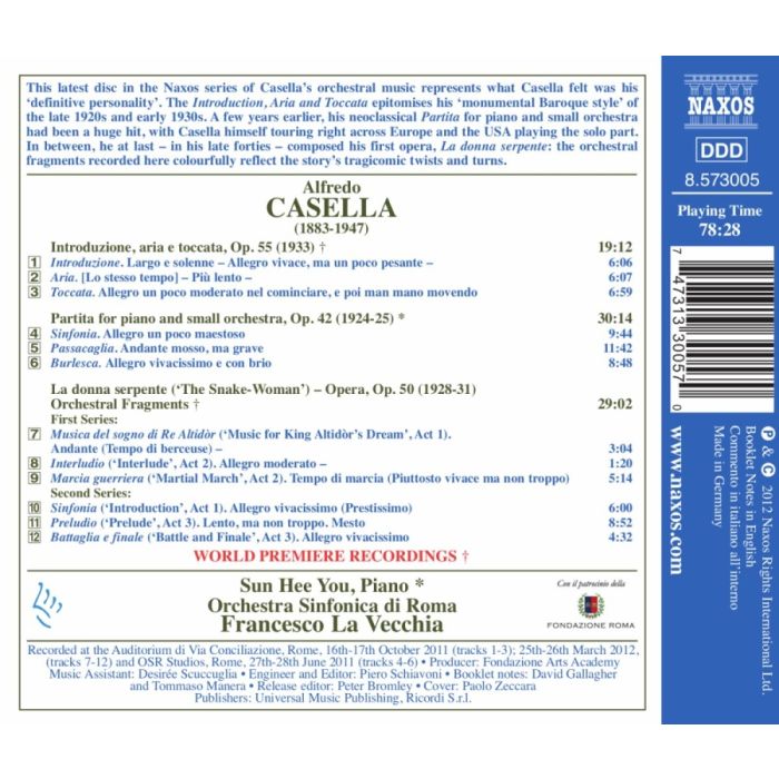 Casella: La donna serpente, Introduzione, aria e toccata, Partita for piano and orchestra - slide-1