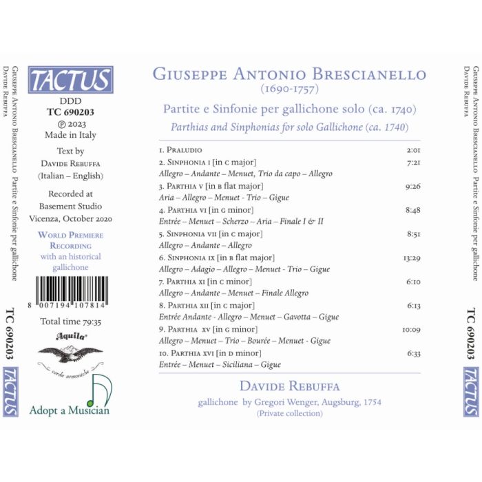 Brescianello: Parthias and Sinphonias for solo Gallichone - slide-1