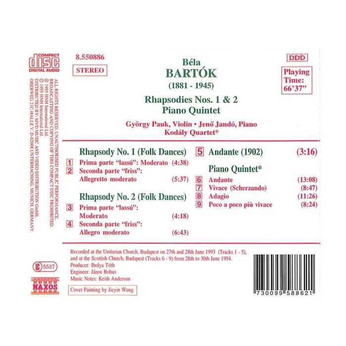 BARTOK: Rhapsodies nos. 1 & 2 - slide-1
