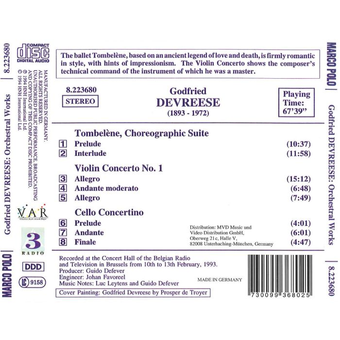 DEVREESE: Tomblene, Violin Concerto, Cello Concertino - slide-1