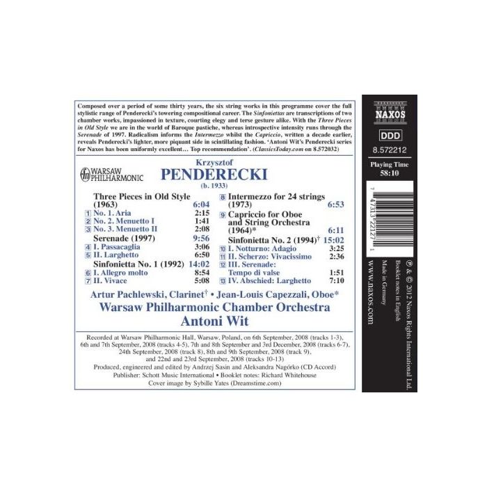 Penderecki: Sinfoniettas, Oboe Capriccio, Three Pieces in Old Style, Serenade, Intermezzo - slide-1