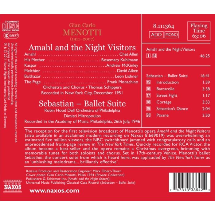Menotti: Amahl and the Night Visitors, Sebastian Suite (1946, 1951) - slide-1