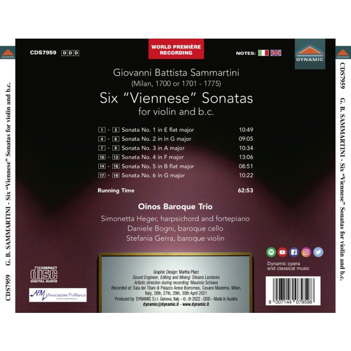 Sammartini: 6 Viennese Sonatas for violin and basso continuo - slide-1