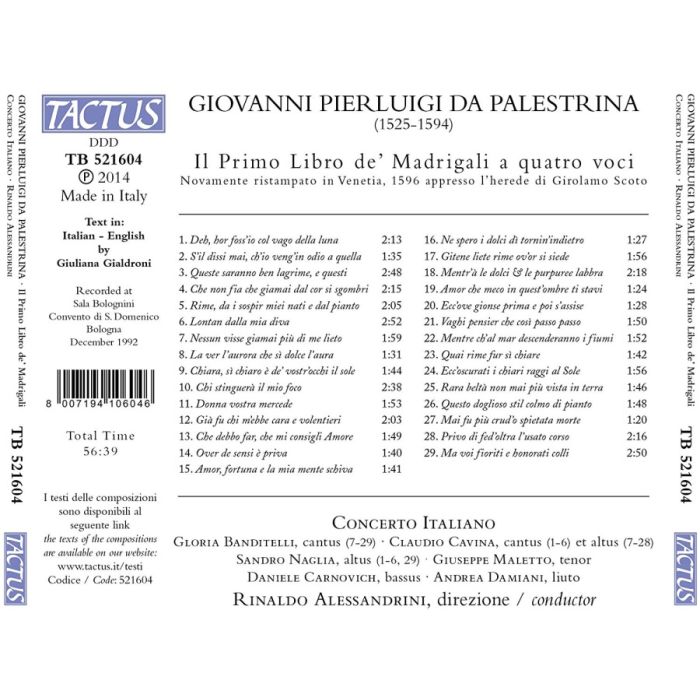Palestrina, Giovanni Pierluigi da: Il primo libro de' Madrigali - slide-1