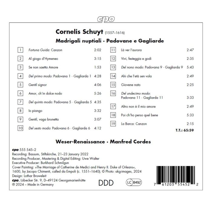 Schuyt: Madrigali nuptiali; Padovane e Gagliarde - slide-1