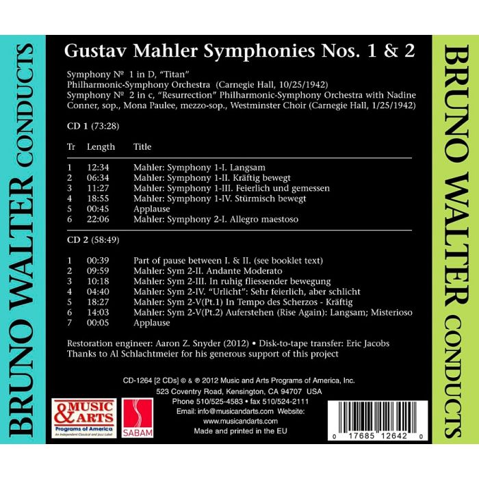 Bruno Walter conducts Mahler Symphonies Nos. 1 & 2 - slide-1